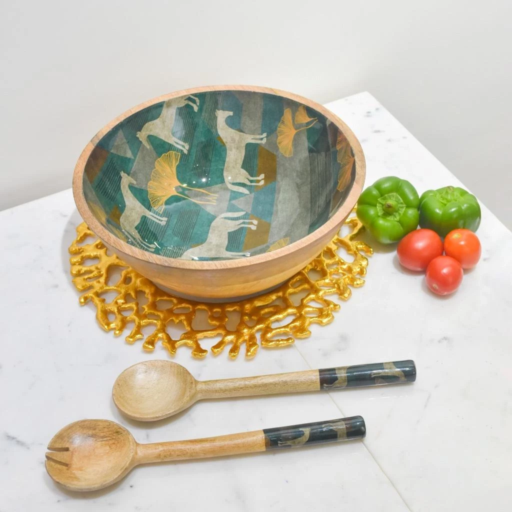 Best deal 🥰 Tiramisu Moon Horse Salad Bowl with Salad Servers ❤️ 4 Best deal 🥰 Tiramisu Moon Horse Salad Bowl with Salad Servers ❤️ - Image 4