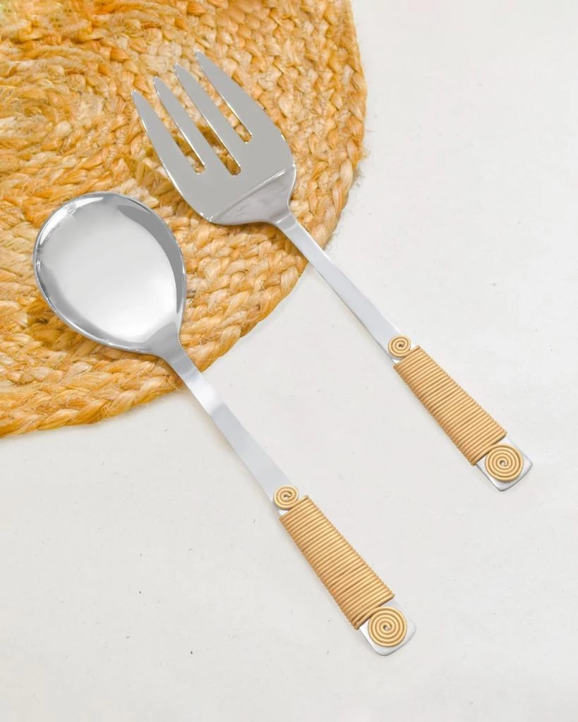 Wholesale ⌛ Tiramisu Matte Gold Wrapped Salad Server Set 💯 2 Wholesale ⌛ Tiramisu Matte Gold Wrapped Salad Server Set 💯 - Image 2