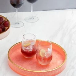 New ⌛ Tiramisu Pink Resin Round Serving Tray ❤️