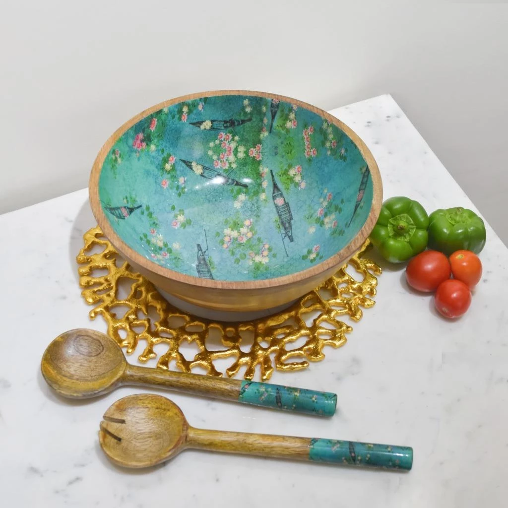 Outlet 🎁 Tiramisu Lake Reverie Salad Bowl with Salad Servers 👏 4 Outlet 🎁 Tiramisu Lake Reverie Salad Bowl with Salad Servers 👏 - Image 4