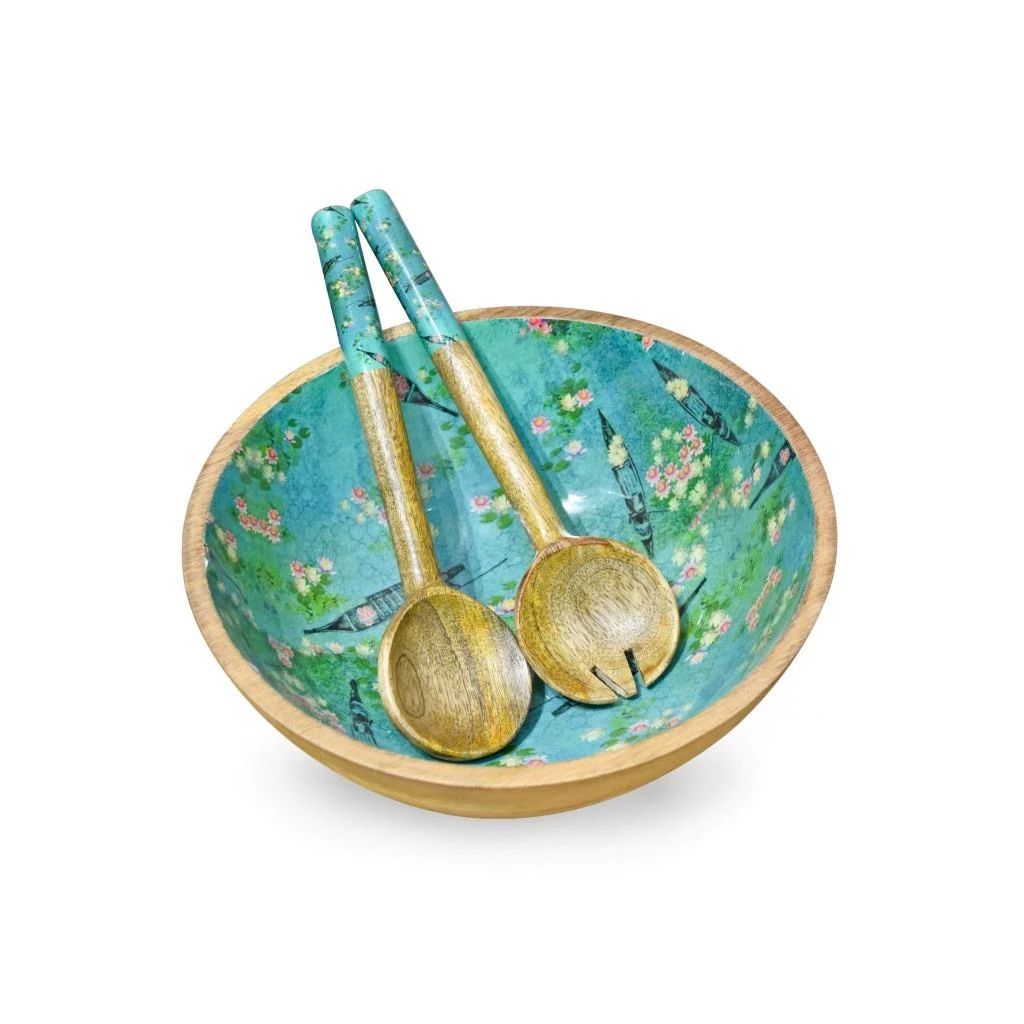 Outlet 🎁 Tiramisu Lake Reverie Salad Bowl with Salad Servers 👏 1 Outlet 🎁 Tiramisu Lake Reverie Salad Bowl with Salad Servers 👏