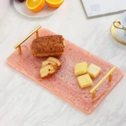 Discount 🧨 Tiramisu Pink Resin Serving Board with Handles 🎉