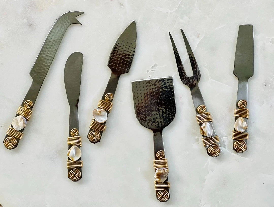 Budget 🎉 Tiramisu 👩 Mother Of Pearl and Steel Cheese Tools (Set of 6) 😀 2 Budget 🎉 Tiramisu 👩 Mother Of Pearl and Steel Cheese Tools (Set of 6) 😀 - Image 2