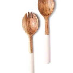 Promo ❤️ Tiramisu Bead Studded Wooden Salad Server 2 Piece Set 🎉